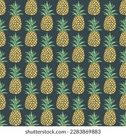 Seamless pineapple pattern. Doodle vector with ananas. Vintage pineapple pattern