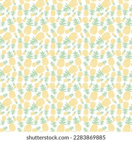 Seamless pineapple pattern. Doodle vector with ananas. Vintage pineapple pattern