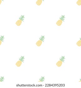 Seamless pineapple pattern. Doodle vector with ananas. Vintage pineapple pattern