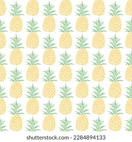 Seamless pineapple pattern. Doodle vector with ananas. Vintage pineapple pattern