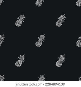 Seamless pineapple pattern. Doodle vector with ananas. Vintage pineapple pattern