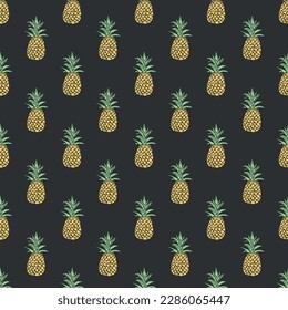 Seamless pineapple pattern. Doodle vector with ananas. Vintage pineapple pattern