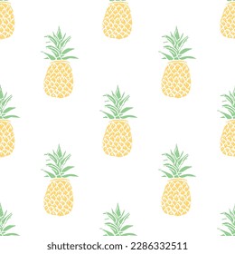 Seamless pineapple pattern. Doodle vector with ananas. Vintage pineapple pattern