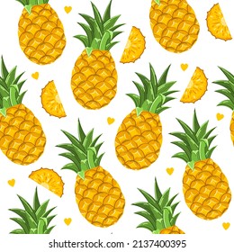 Seamless pineapple pattern. Lovely vector illustration. Perfect for kids fabric, textile, wrapping.