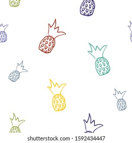Seamless pineapple pattern on white background. Repeating exotic pineapple pattern. Vector Illustration