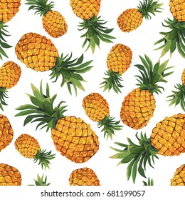 Seamless Pineapple Pattern On White Background