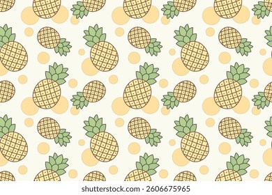 Seamless Pineapple Pattern with Pastel Colors Tropical Fruit Background for Fabric and Wallpaper