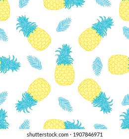 Seamless pineapple pattern for textile fabric or wallpaper. Vector, illustration.
