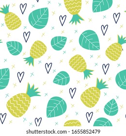 Seamless pineapple pattern. Tropical background vector illustration