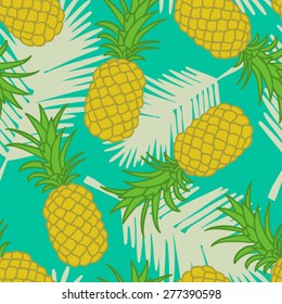 Seamless pineapple pattern.  Tropical background