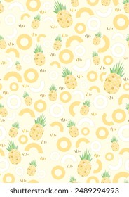 Seamless pineapple pattern vector design for paper, cover, fabric, interior and other items. cute fruit paint,yellow background