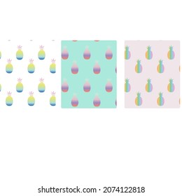 Seamless pineapple pattern, Vector pineapple graphic, gradient pineapple 