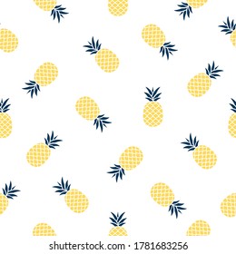 Ilustración vectorial de patrón de piña sin soldadura en blanco.