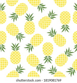 Seamless pineapple pattern vector illustration on white.