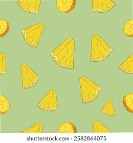 Seamless Pineapple Slice Pattern. pineapple pattern. Seamless pineapple pattern vector. Ananas seamless pattern. Pineapple exotic tropical fruit as name Ananas comosus.