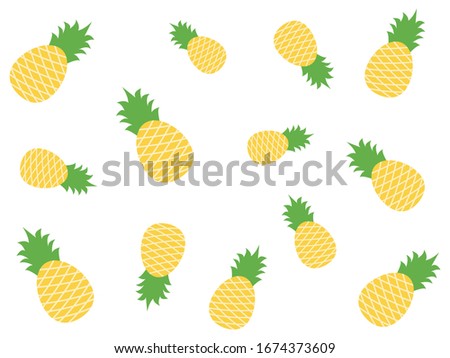 Seamless with Pineapple.
Vector Cartoon Fresh Pineapple isolated on white background