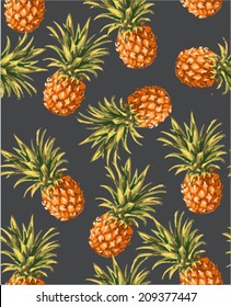 seamless pineapples vector pattern