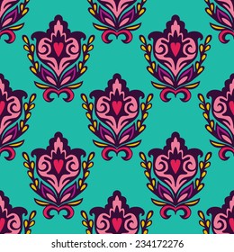 Seamless Pink Abstract Geometric damask vector design