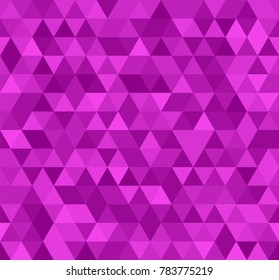 Seamless pink abstract pattern. Geometric purple print composed of triangles and polygons. Bright rose background.