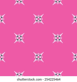 Seamless pink abstract tiled pattern vector floral geometric
