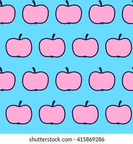seamless pink apples on a blue background. seamless pattern apples