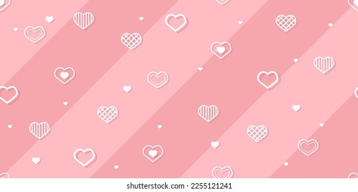 Seamless pink background composed of various small white hearts use wallpaper or gift wrapping paper with sweet and cute colors love feeling or valentine's day.