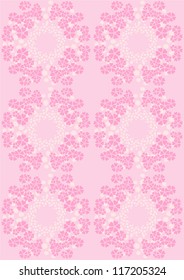 Seamless pink background with a delicate pattern red flowers