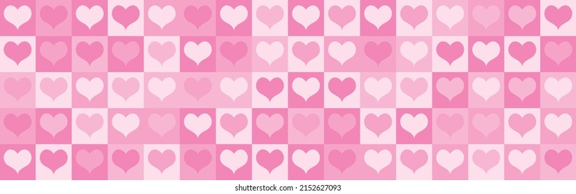 Seamless pink background for Mother's Day card template. Trendy geometric shapes with circles, squares and hearts in retro style for a Valentine's Day or wedding day cover.