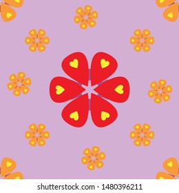 Seamless pink background on red flower pattern vector