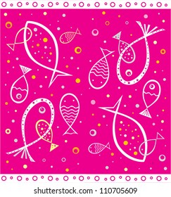 seamless pink background from the outline drawn fish