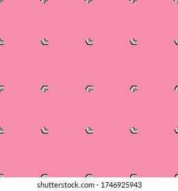 seamless pink background white and black sea shell pattern. repeating vector pattern.