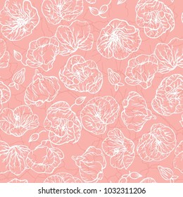 seamless pink background with white flowers