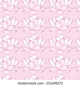 Seamless pink background with white lotus. seamless pattern.