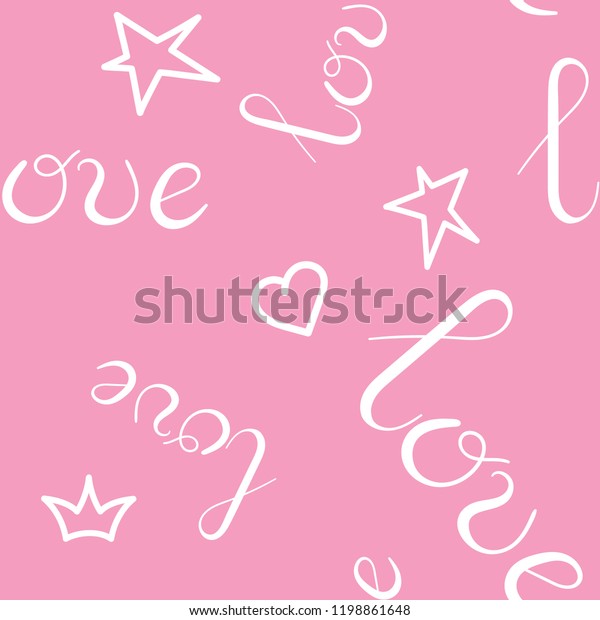 Seamless Pink Background Words Love Hand Stock Vector (Royalty Free