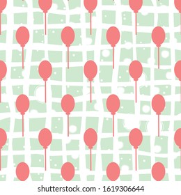 Seamless pink balloon pattern on cute background. Vector Illustration