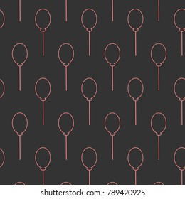 Seamless pink balloon pattern on dark black background. Vector Illustration