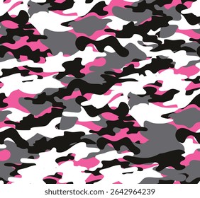 Seamless pink black army camouflage pattern