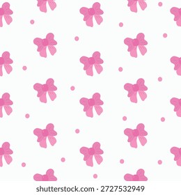 Padrão de arco rosa sem costura com pontos polka no fundo branco
