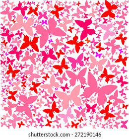 Seamless pink butterfly pattern. Vector illustration