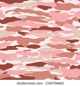 Seamless pink camouflage pattern Fashion pink camo texture background Abstract vector illustration for cuniform cloth design Camouflage wallpaper wrap fabric textile print Women camo