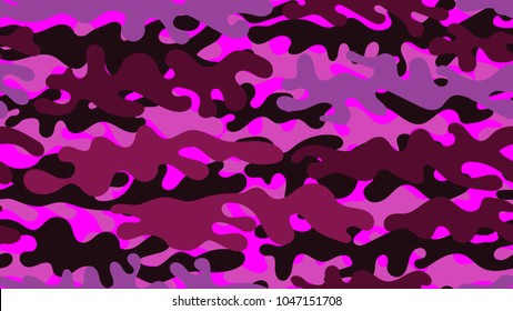 Seamless pink camouflage pattern. Repeating crazy military clothing texture.