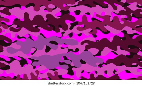 Seamless pink camouflage pattern. Repeating crazy military clothing texture.