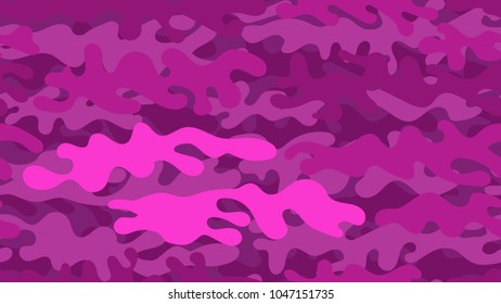 Seamless pink camouflage pattern. Repeating crazy military clothing texture.