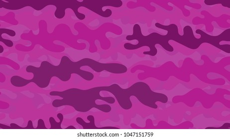Seamless pink camouflage pattern. Repeating crazy military clothing texture.