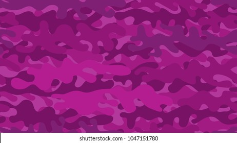 Seamless pink camouflage pattern. Repeating crazy military clothing texture.