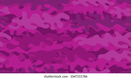 Seamless pink camouflage pattern. Repeating crazy military clothing texture.