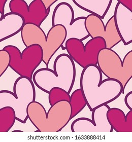 Seamless pink Cartoon hearts vector pattern