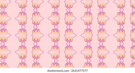 Seamless Pink Castle Pattern for Kids – Cute Vector Background