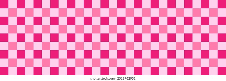 Seamless pink checkered pattern with alternating shades of pink squares. Geometric background for textile and print design.