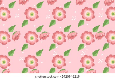 Seamless pink cherry blossom floral blossom pattern with watercolor style for Fabric, Textile, Wallpaper, wall decor, Packaging design, Wrapping Paper, Wallpaper, Background